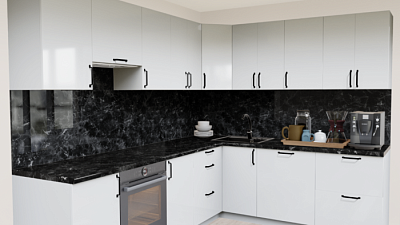 Кухня угловая Белый глянец 6G